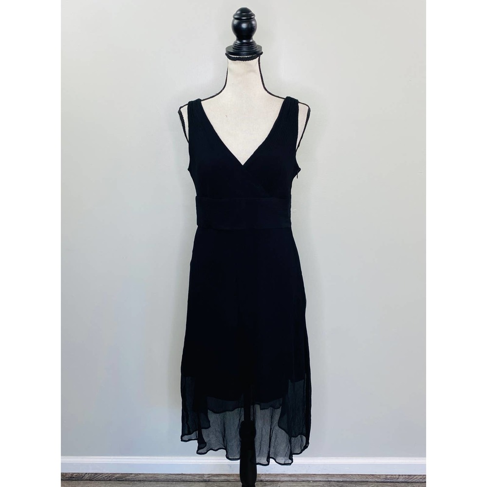 Vintage J. Crew Black Silk Dress Women 8 A-Line Textured Luxe Classic Date Night